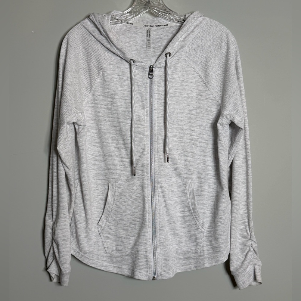 Calvin Klein Performance Light Gray Waffle Knit Top Size Medium